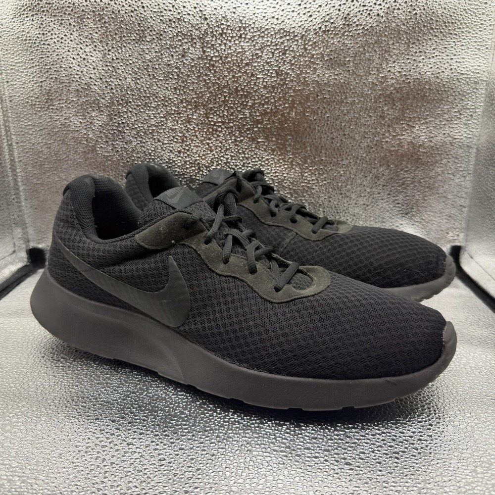 Size 15 Nike Tanjun Triple Black Mens Lace-Up Comfort Athletic Shoes 812654-001